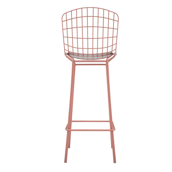 Manhattan Comfort Madeline Modern Barstool, Set of 3 Rose Pink Gold and White 3-198AMC6