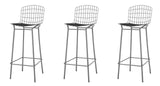 Manhattan Comfort Madeline Modern Barstool, Set of 3 Charcoal Grey and Black 3-198AMC7