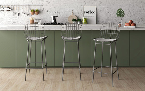 Manhattan Comfort Madeline Modern Barstool, Set of 3 Charcoal Grey and Black 3-198AMC7