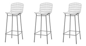 Manhattan Comfort Madeline Modern Barstool, Set of 3 Charcoal Grey and White 3-198AMC8