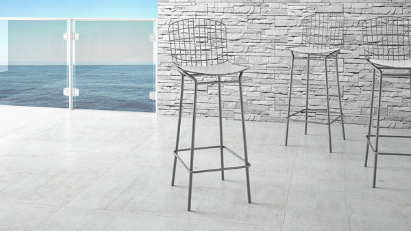 Manhattan Comfort Madeline Modern Barstool, Set of 3 Charcoal Grey and White 3-198AMC8