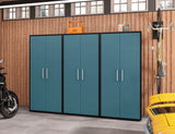 Manhattan Comfort Eiffel Modern Garage Cabinets - Set of 3 Matte Black and Aqua Blue 3-250BMC83