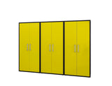 Manhattan Comfort Eiffel Modern Garage Cabinets - Set of 3 Matte Black and Yellow 3-250BMC84