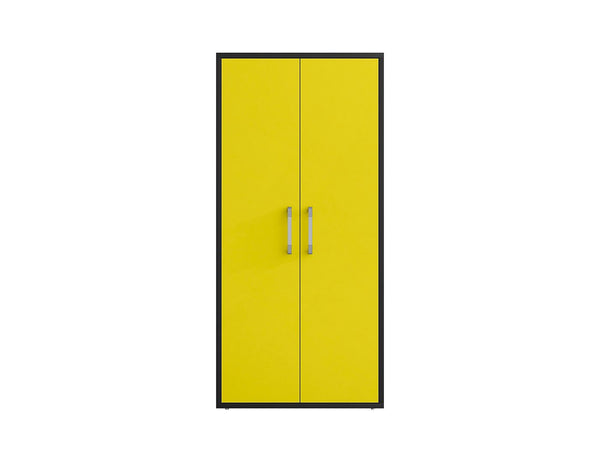 Manhattan Comfort Eiffel Modern Garage Cabinets - Set of 3 Matte Black and Yellow 3-250BMC84