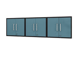 Manhattan Comfort Eiffel Modern Floating Garage Cabinets - Set of 3 Matte Black and Aqua Blue 3-251BMC83