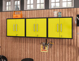 Manhattan Comfort Eiffel Modern Floating Garage Cabinets - Set of 3 Matte Black and Yellow 3-251BMC84