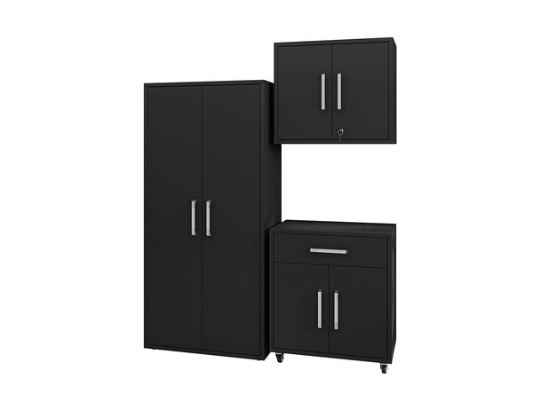 Manhattan Comfort Eiffel Modern Garage Set of 3 Matte Black 3-255BMC8