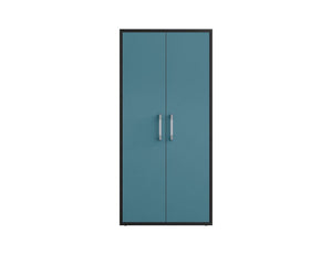 Manhattan Comfort Eiffel Modern Garage Set of 3 Matte Black and Aqua Blue 3-255BMC83