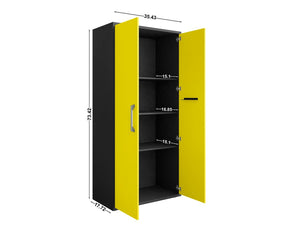 Manhattan Comfort Eiffel Modern Garage Set of 3 Matte Black and Yellow 3-255BMC84