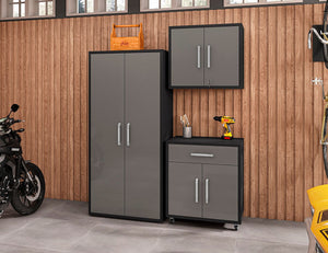 Manhattan Comfort Eiffel Modern Garage Set of 3 Matte Black and Grey 3-255BMC85