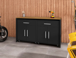Manhattan Comfort Eiffel Modern Garage Work Station - Set of 3 Matte Black 3-258BMC8