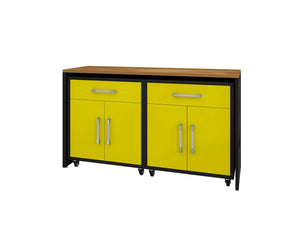 Manhattan Comfort Eiffel Modern Garage Work Station - Set of 3 Matte Black and Yellow 3-258BMC84