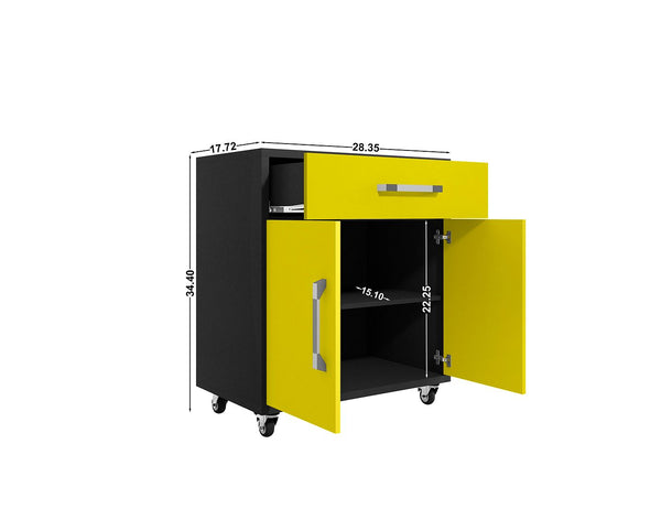 Manhattan Comfort Eiffel Modern Garage Work Station - Set of 3 Matte Black and Yellow 3-258BMC84