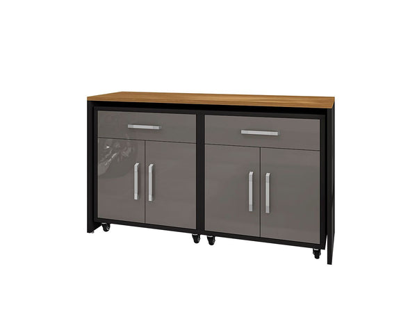 Manhattan Comfort Eiffel Modern Garage Work Station - Set of 3 Matte Black and Grey 3-258BMC85