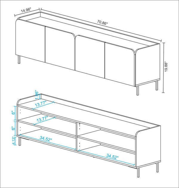 Bogardus 3-Piece TV Stand Living Room Set in White 3-31892AMC86 Manhattan Comfort