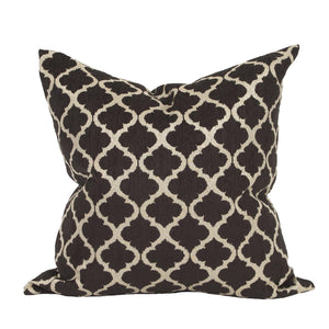 Howard Elliott 24 X 24 Pillow Moroccan Onyx - Luxurious Down Insert, Geometric Gold Design On Black Chenille Base Black 100% Polyester 3-609f-howard-elliott