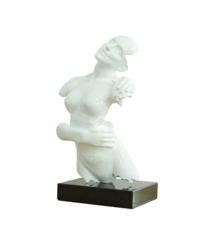 VIG Furniture Modrest Woman Torso Modern White + Black Base Sculpture VGTH-DL-044