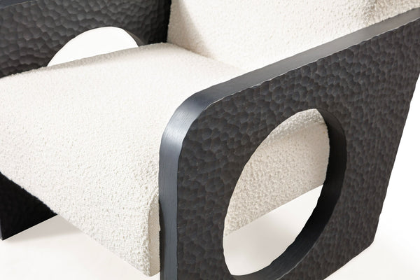 VIG Furniture Modrest Midland - Modern Off White Fabric + Black Oak Accent Chair VGVC-S2306A-WHT