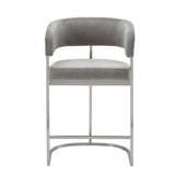 VIG Furniture Modrest Sebastian - Modern Grey Fabric + Stainless Steel Counter Chair VGGA-6251CH-C-GRY