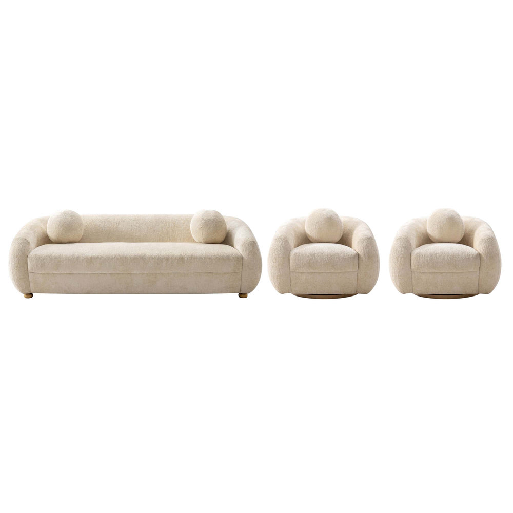 Tribeca Sofa and Accent Chairs in Cream - Set of 3 3-ACSF16-CR Manhattan Comfort