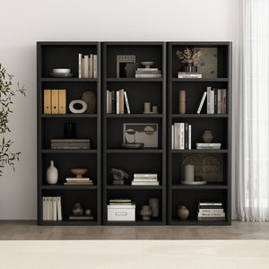Manhattan Comfort Rivington Modern 5-shelf Bookcase - Elevate Your Space With Elegant Design And Functional Style Black Mdp 3-bc003-bk