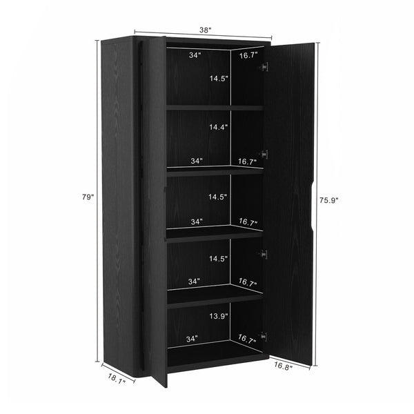 Manhattan Comfort Rivington Modern Bookcase Cabinet - Sleek 5-shelf Design For Stylish Storage In Any Room Black Mdp 3-bc004-bk