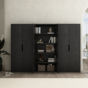 Manhattan Comfort Rivington Modern Bookcase Cabinet - Sleek 5-shelf Design For Stylish Storage In Any Room Black Mdp 3-bc004-bk