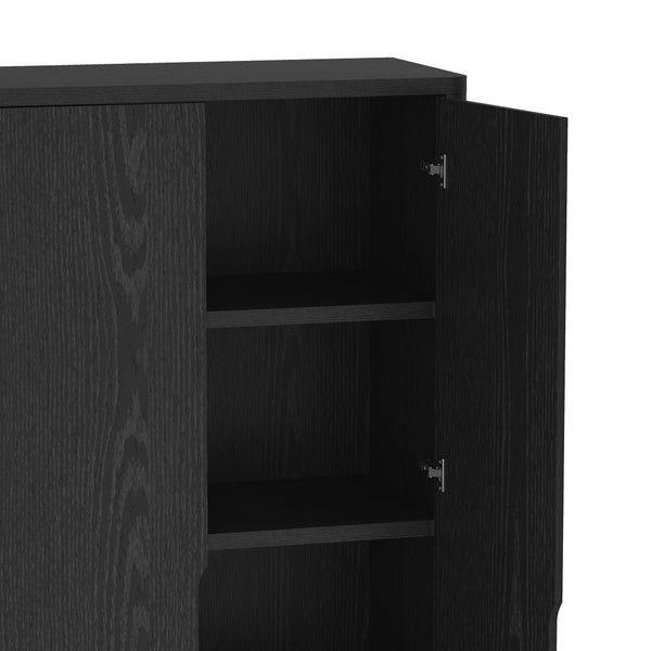 Manhattan Comfort Rivington Modern Bookcase Cabinet - Sleek 5-shelf Design For Stylish Storage In Any Room Black Mdp 3-bc004-bk