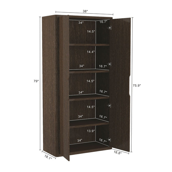 Manhattan Comfort Rivington Modern Bookcase Cabinet - Sleek 5-shelf Design For Stylish Storage In Any Room Walnut Mdp 3-bc004-br