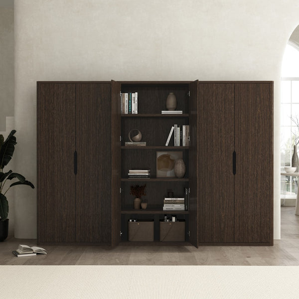 Manhattan Comfort Rivington Modern Bookcase Cabinet - Sleek 5-shelf Design For Stylish Storage In Any Room Walnut Mdp 3-bc004-br