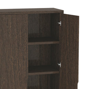 Manhattan Comfort Rivington Modern Bookcase Cabinet - Sleek 5-shelf Design For Stylish Storage In Any Room Walnut Mdp 3-bc004-br