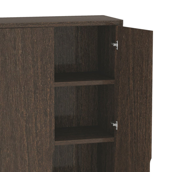 Manhattan Comfort Rivington Modern Bookcase Cabinet - Sleek 5-shelf Design For Stylish Storage In Any Room Walnut Mdp 3-bc004-br