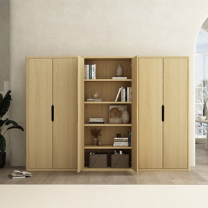 Manhattan Comfort Rivington Modern Bookcase Cabinet - Sleek 5-shelf Design For Stylish Storage In Any Room Natural Oak Mdp 3-bc004-na