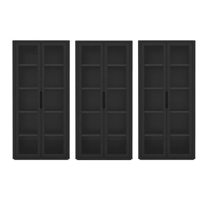 Manhattan Comfort Rivington Modern Bookcase Cabinet - Sleek 5-shelf Design For Stylish Storage In Any Room Black Mdp 3-bc005-bk