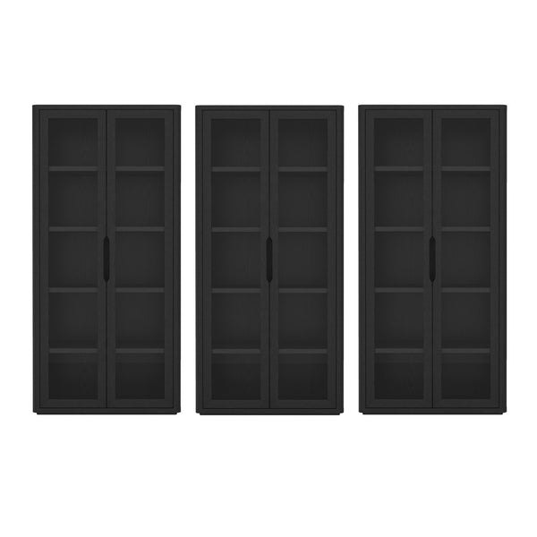 Manhattan Comfort Rivington Modern Bookcase Cabinet - Sleek 5-shelf Design For Stylish Storage In Any Room Black Mdp 3-bc005-bk