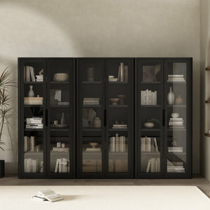 Manhattan Comfort Rivington Modern Bookcase Cabinet - Sleek 5-shelf Design For Stylish Storage In Any Room Black Mdp 3-bc005-bk
