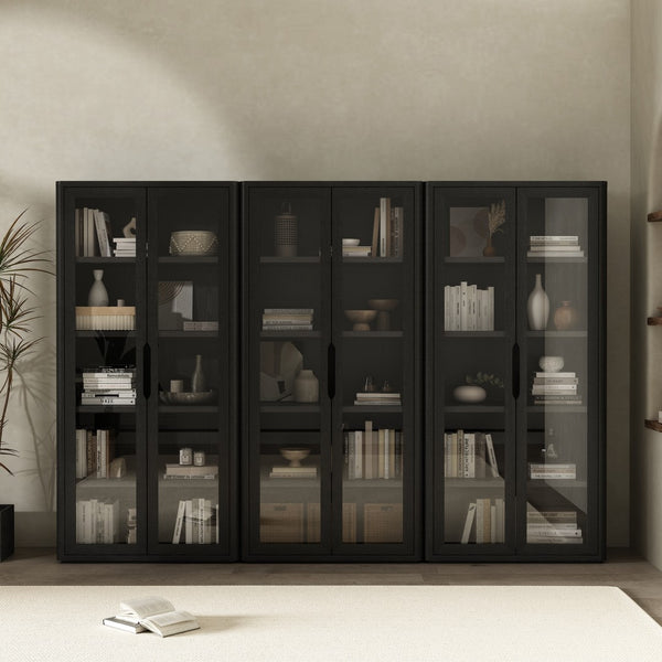 Manhattan Comfort Rivington Modern Bookcase Cabinet - Sleek 5-shelf Design For Stylish Storage In Any Room Black Mdp 3-bc005-bk