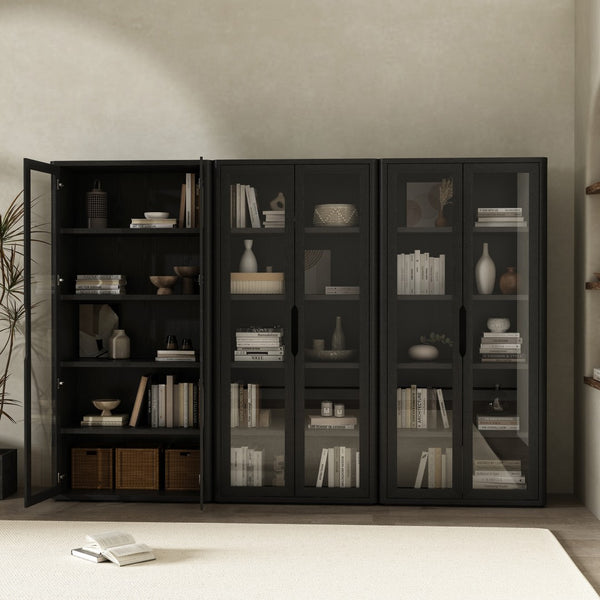 Manhattan Comfort Rivington Modern Bookcase Cabinet - Sleek 5-shelf Design For Stylish Storage In Any Room Black Mdp 3-bc005-bk