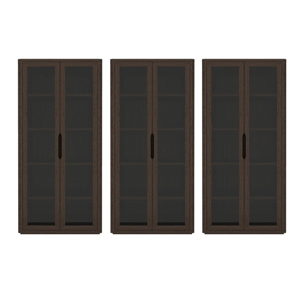 Manhattan Comfort Rivington Modern Bookcase Cabinet - Sleek 5-shelf Design For Stylish Storage In Any Room Walnut Mdp 3-bc005-br