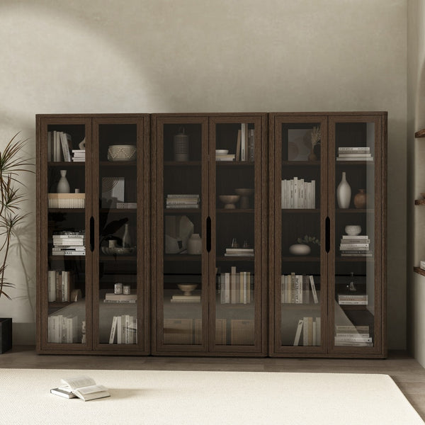 Manhattan Comfort Rivington Modern Bookcase Cabinet - Sleek 5-shelf Design For Stylish Storage In Any Room Walnut Mdp 3-bc005-br