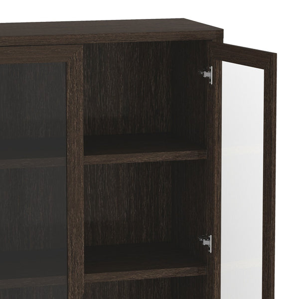 Manhattan Comfort Rivington Modern Bookcase Cabinet - Sleek 5-shelf Design For Stylish Storage In Any Room Walnut Mdp 3-bc005-br