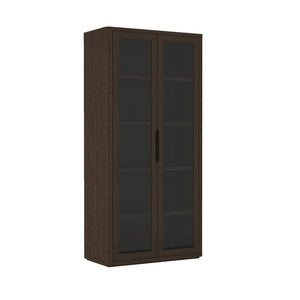 Manhattan Comfort Rivington Modern Bookcase Cabinet - Sleek 5-shelf Design For Stylish Storage In Any Room Walnut Mdp 3-bc005-br