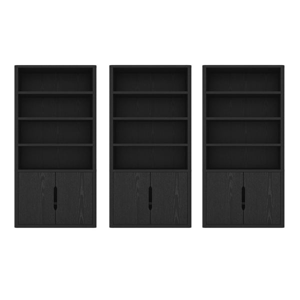 Manhattan Comfort Rivington Modern Bookcase Cabinet - Sleek 5-shelf Design For Stylish Storage In Any Room Black Mdp 3-bc006-bk