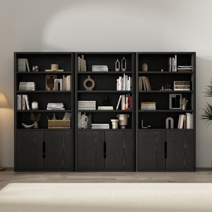 Manhattan Comfort Rivington Modern Bookcase Cabinet - Sleek 5-shelf Design For Stylish Storage In Any Room Black Mdp 3-bc006-bk