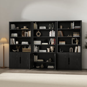 Manhattan Comfort Rivington Modern Bookcase Cabinet - Sleek 5-shelf Design For Stylish Storage In Any Room Black Mdp 3-bc006-bk