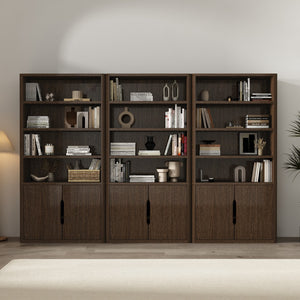 Manhattan Comfort Rivington Modern Bookcase Cabinet - Sleek 5-shelf Design For Stylish Storage In Any Room Walnut Mdp 3-bc006-br