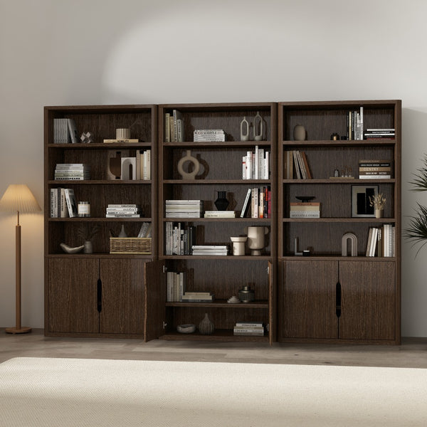 Manhattan Comfort Rivington Modern Bookcase Cabinet - Sleek 5-shelf Design For Stylish Storage In Any Room Walnut Mdp 3-bc006-br
