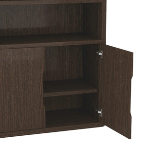 Manhattan Comfort Rivington Modern Bookcase Cabinet - Sleek 5-shelf Design For Stylish Storage In Any Room Walnut Mdp 3-bc006-br