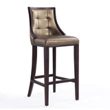 Manhattan Comfort Fifth Avenue Traditional Bar Stool (Set of 3) Bronze and Walnut 3-BS007-BZ