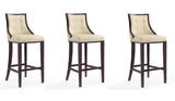 Manhattan Comfort Fifth Avenue Traditional Bar Stool (Set of 3) Cream and Walnut 3-BS007-CR